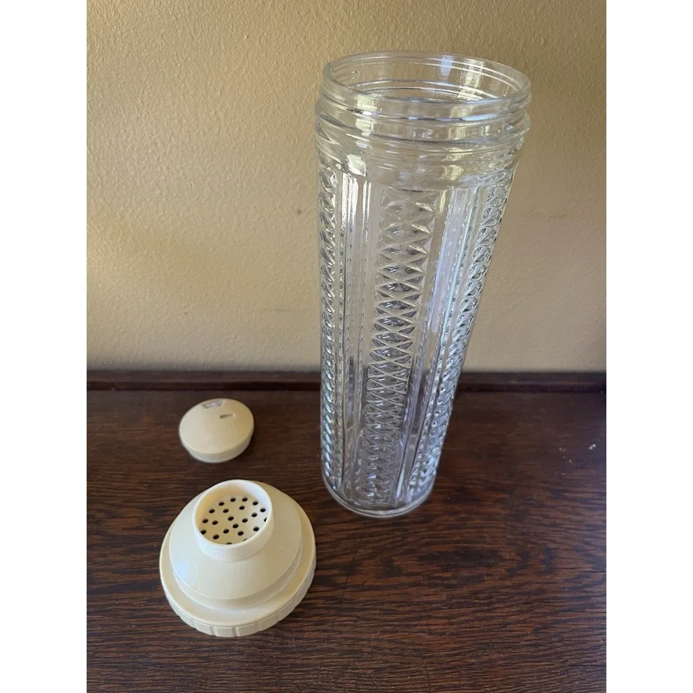 Medco Skyscraper‎ Glass Cocktail Shaker Beige Recipe Cap Vintage 1930s Art Deco